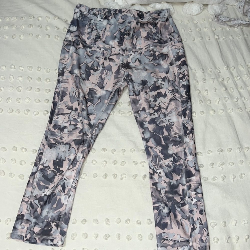 RBX Pink and Gray Floral Camo Leggings